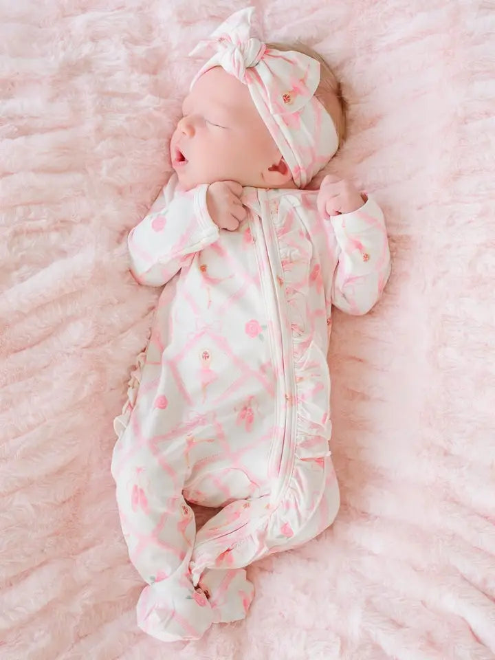 Ruffle Zipper Bamboo Footie | Darling Ballerina