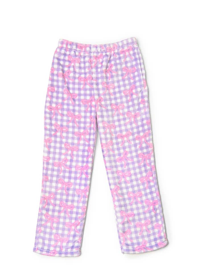 Gingham Bow Striped Cozy Pajama Pants