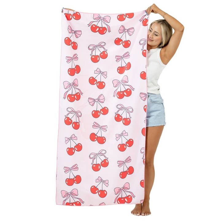Cherry and Bow Reversible Quick Dry Towel