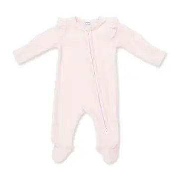 velour soft pink zip footie