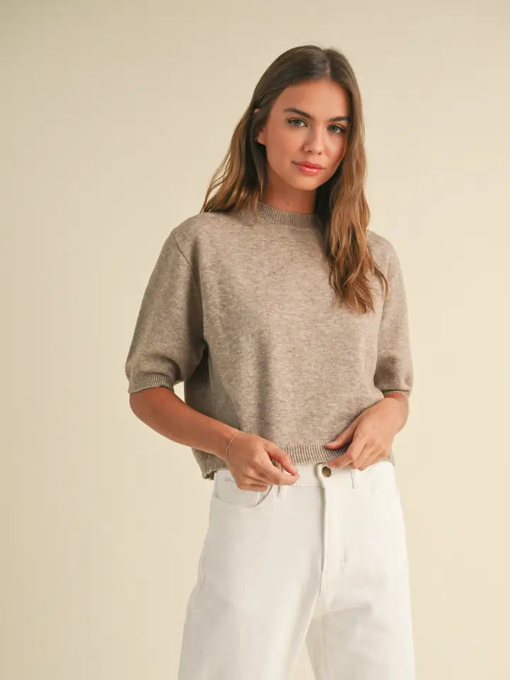 mocha short sleeve sweater