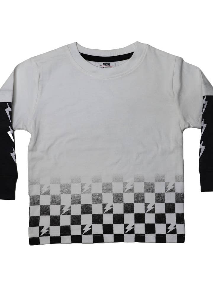 Long Sleeve 2FER Tee - Checker Bolt