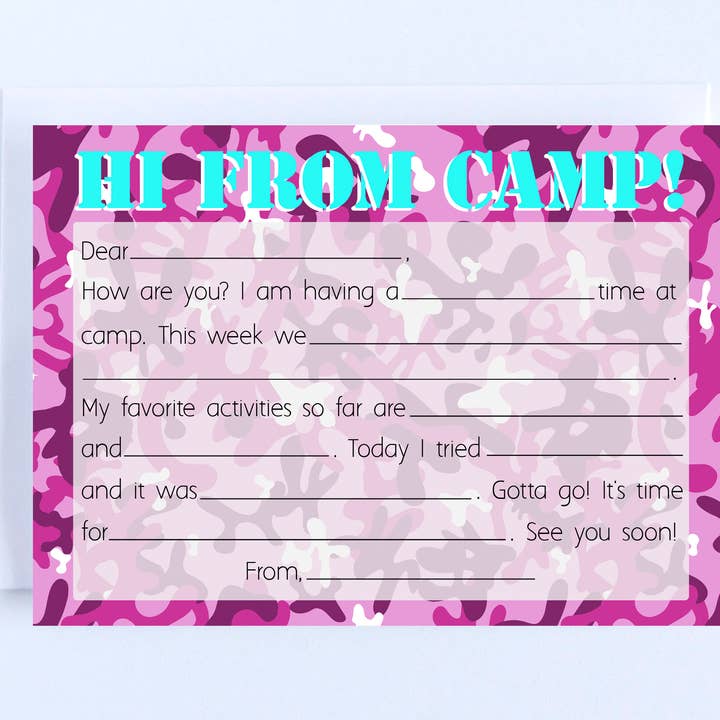 camp cards pink camo fill in