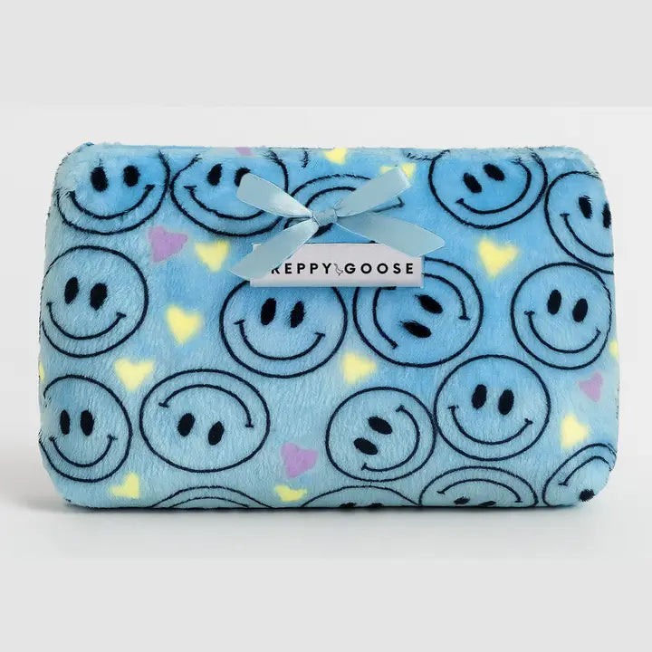 blue smiley pouch