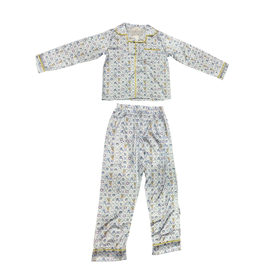 Diamond Hanukkah Print Silky Pajamas