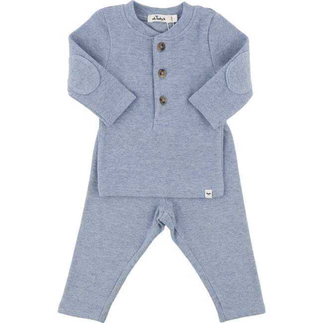 henley w/elbow-denim 2pc