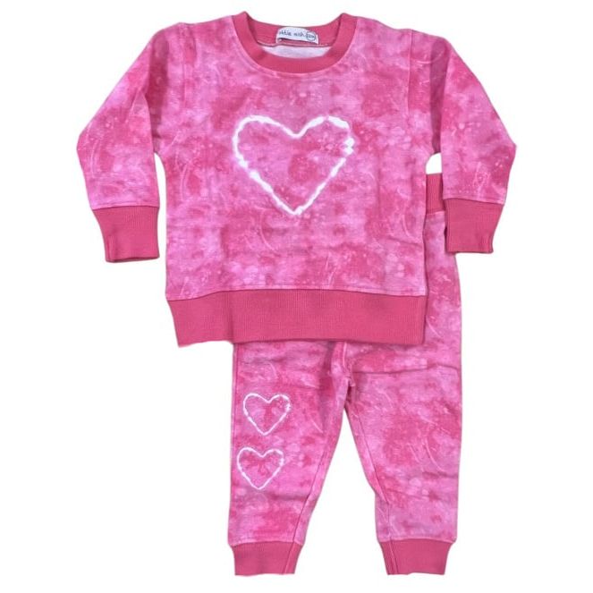 pink burnout heart 2pc