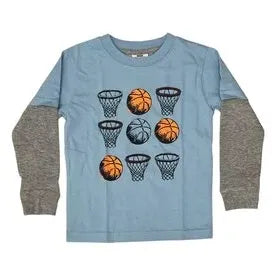b ball grid blue l/s shirt
