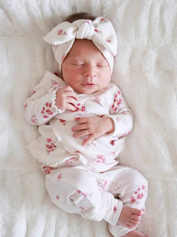 Two-Piece Pointelle Crossover Top & Bottom | Precious Posies