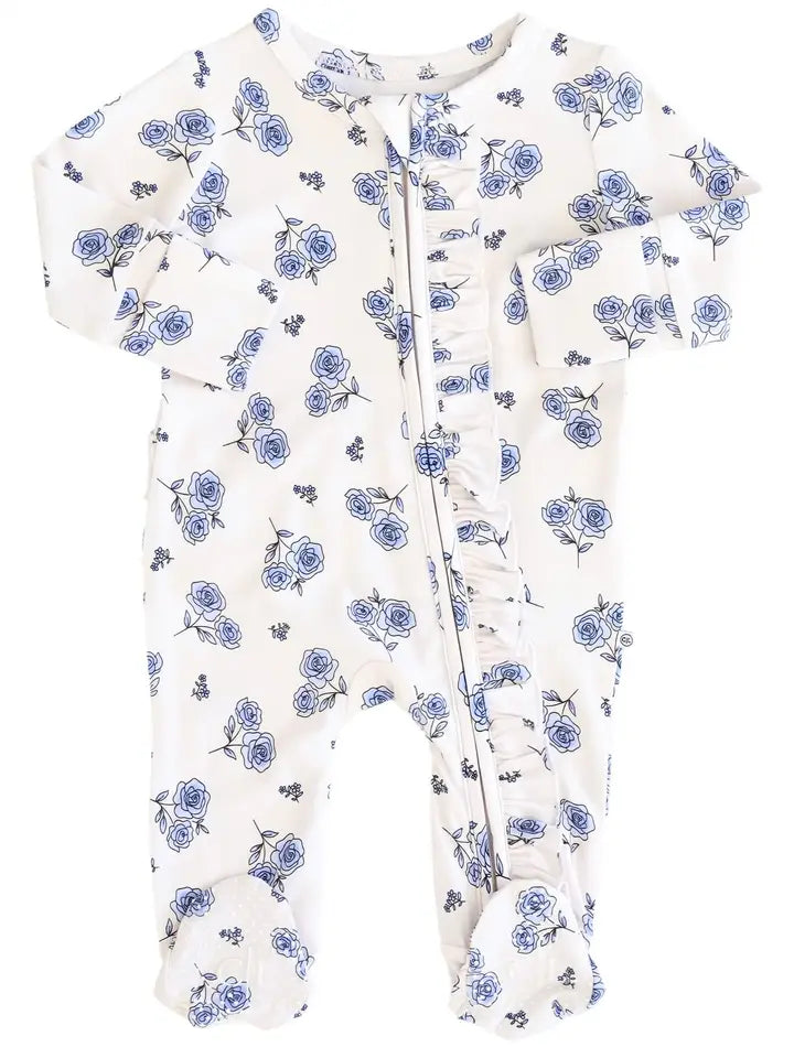 Sapphire Garden Ruffle Zipper Footie
