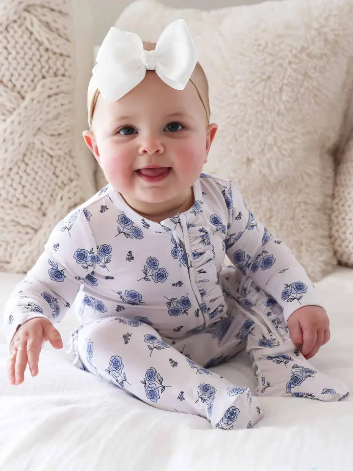 Sapphire Garden Ruffle Zipper Footie