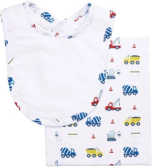 Dump Truck Drooler Bib and Burp Set