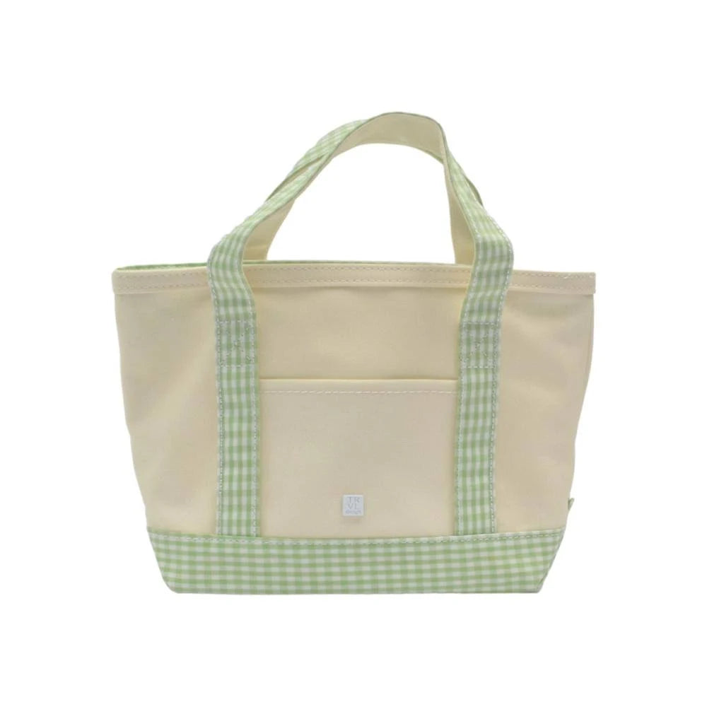 coated canvas mini tote natural leaf