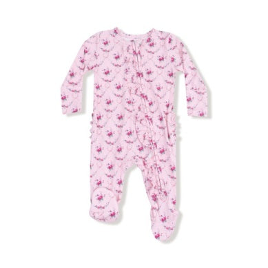 2 way zipper footie-rose trellis