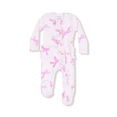 2 way zipper footie-pretty bows