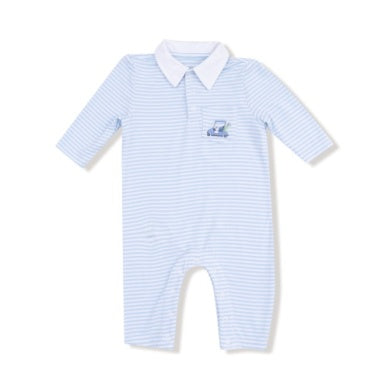 stripe golf polo romper