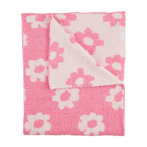 Pink Chenille Flower Blanket