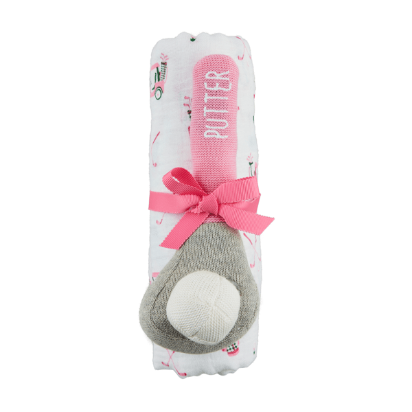 Girl Golf Swaddle And Rattle Set