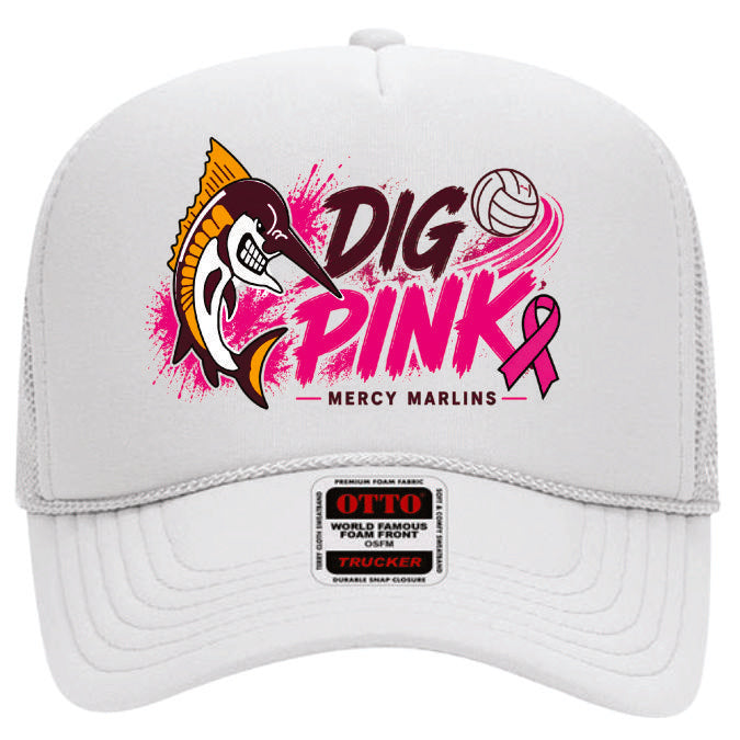 Mercy Volleyball Dig Pink 26  Trucker Hat