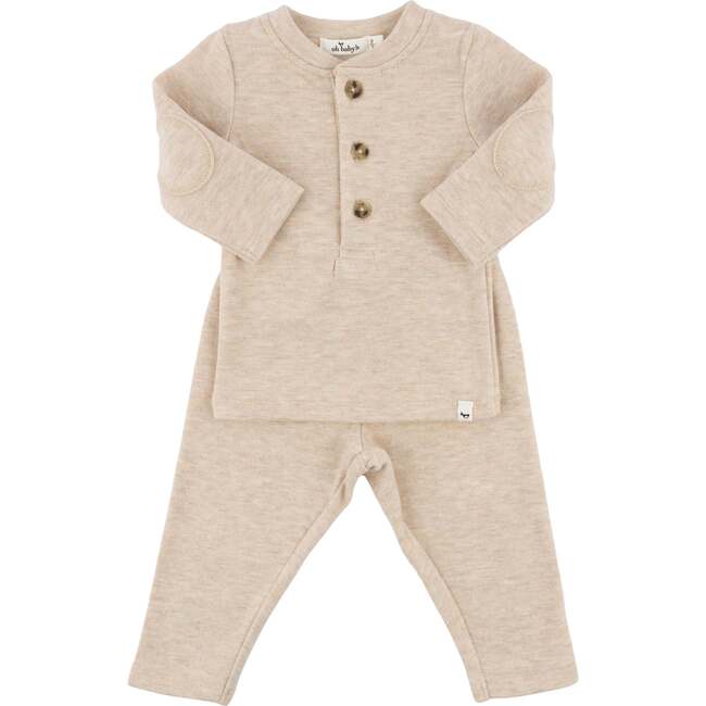 henley w/elbow-sand 2pc