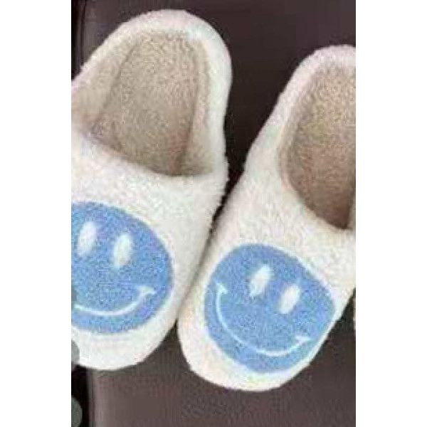 white smiley face tween slippers