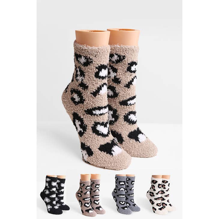 leopard print soft fuzzy socks