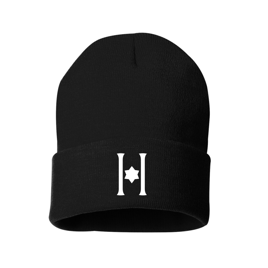 Embroidered Hillel Black Winter Hat