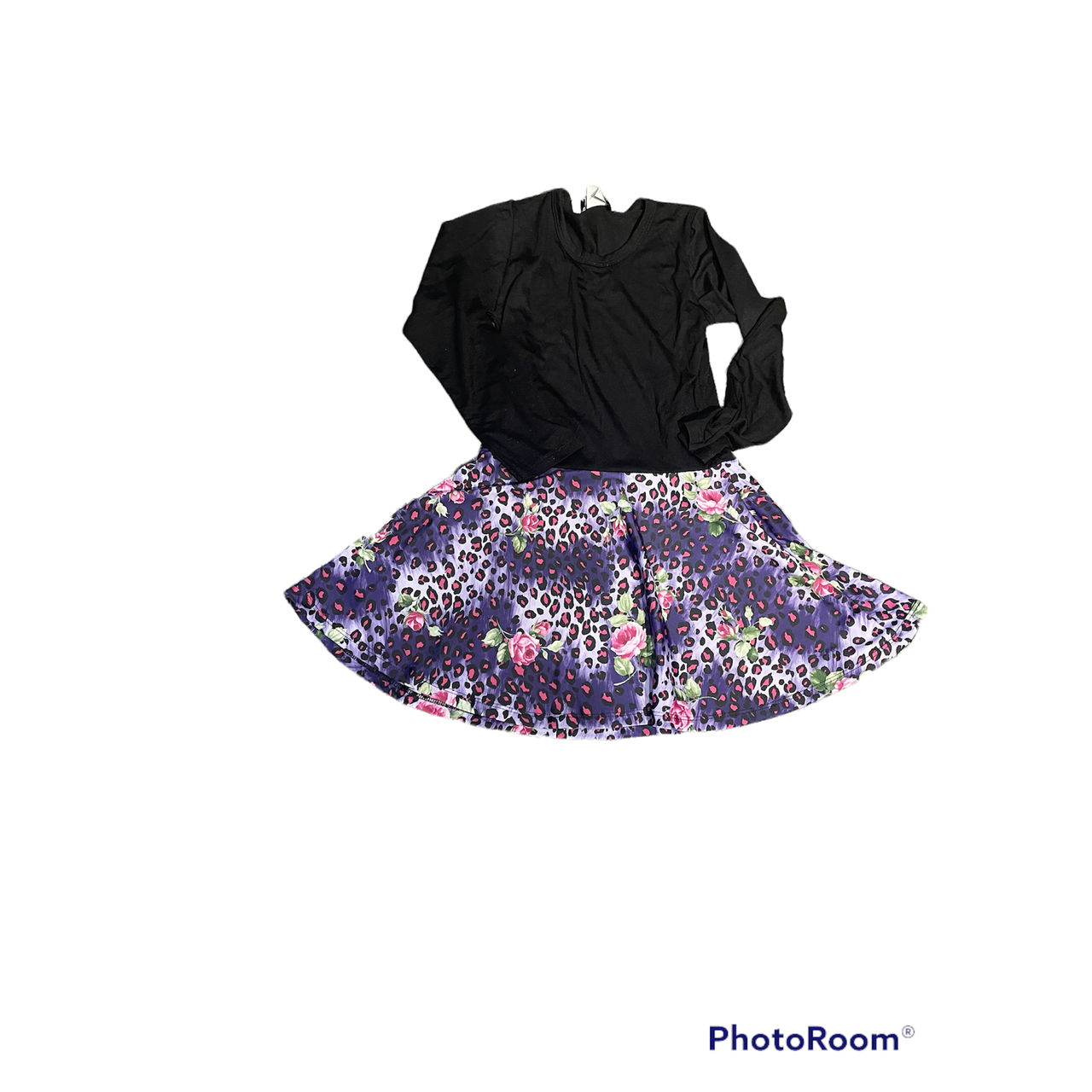 blk/purple rose leopard dress