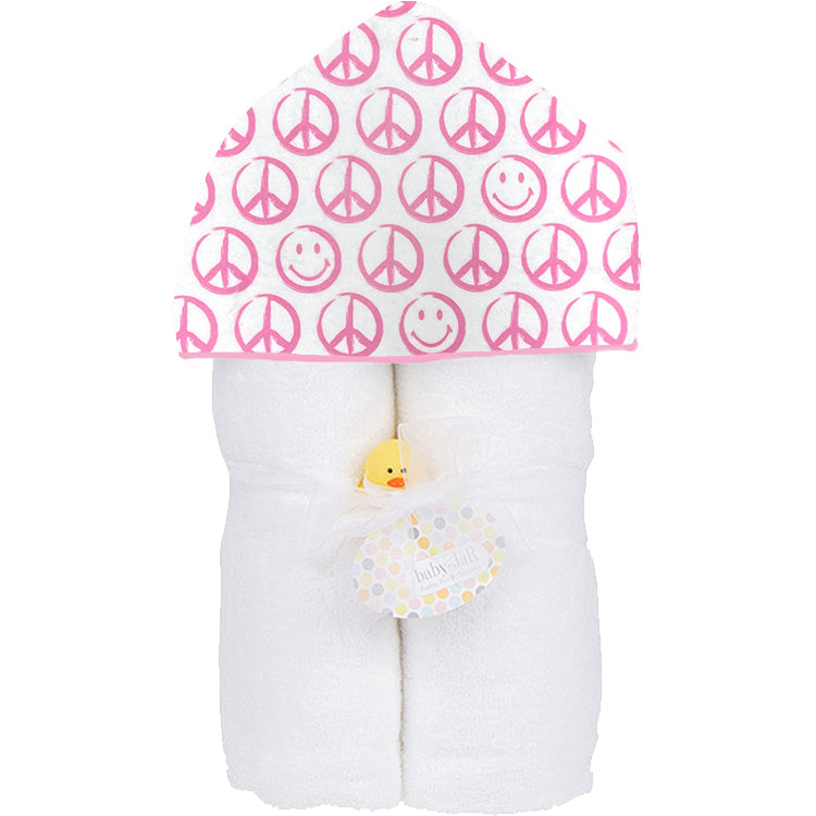Pink Peace Sign Baby Hooded Towel