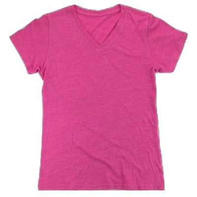 Pink V-neck short sleeve T-shirt