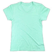 Neon green V-neck short sleeve T-shirt