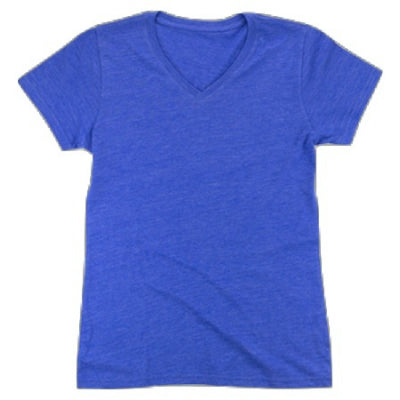 Blue V-neck short sleeve T-shirt