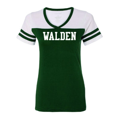 Walden Women's Solid Powder Puff Baseball Tee
